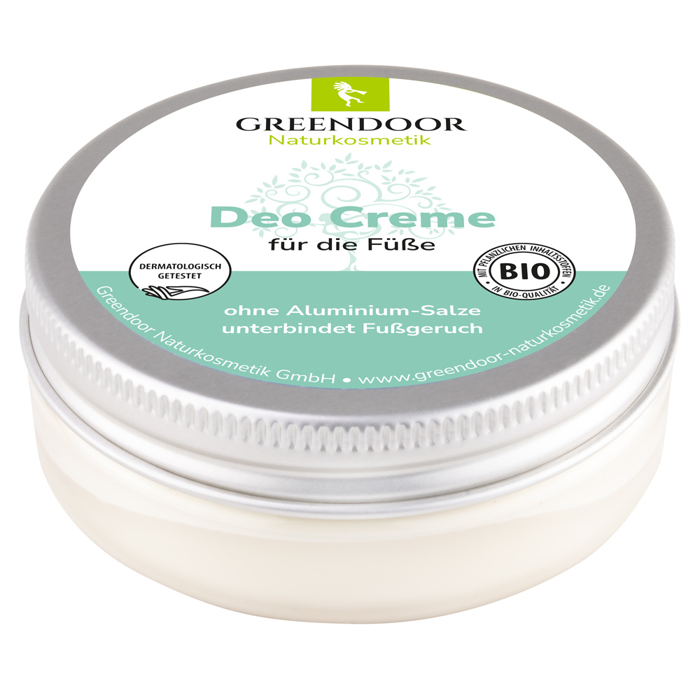 Fuß Deo Creme vegan für Füße ohne Schweißgeruch, Bio Ajovan, Hopfen, Salbei, 48x50ml Greendoor Deo Creme für die Füße