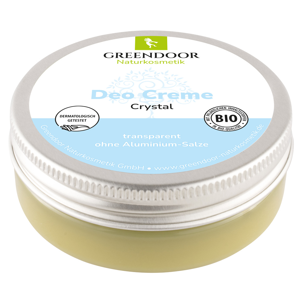 Deo Creme crystal vegan, ohne Zinkoxide, ohne Aluminiumsalze, no whitening, 18x50ml Greendoor Deo Creme crystal
