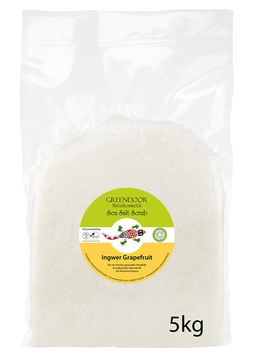 Beutel-5kg-Scrub-Ingwer-Grapefruit fünf Kilogramm Beutel Greendoor Scrub Ingwer Grapefruit