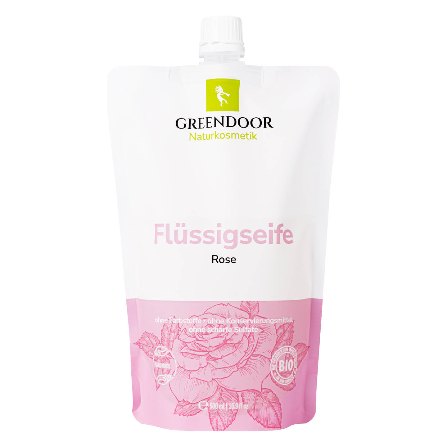 Greendoor Flüssigseife Rose Nachfüllbeutel