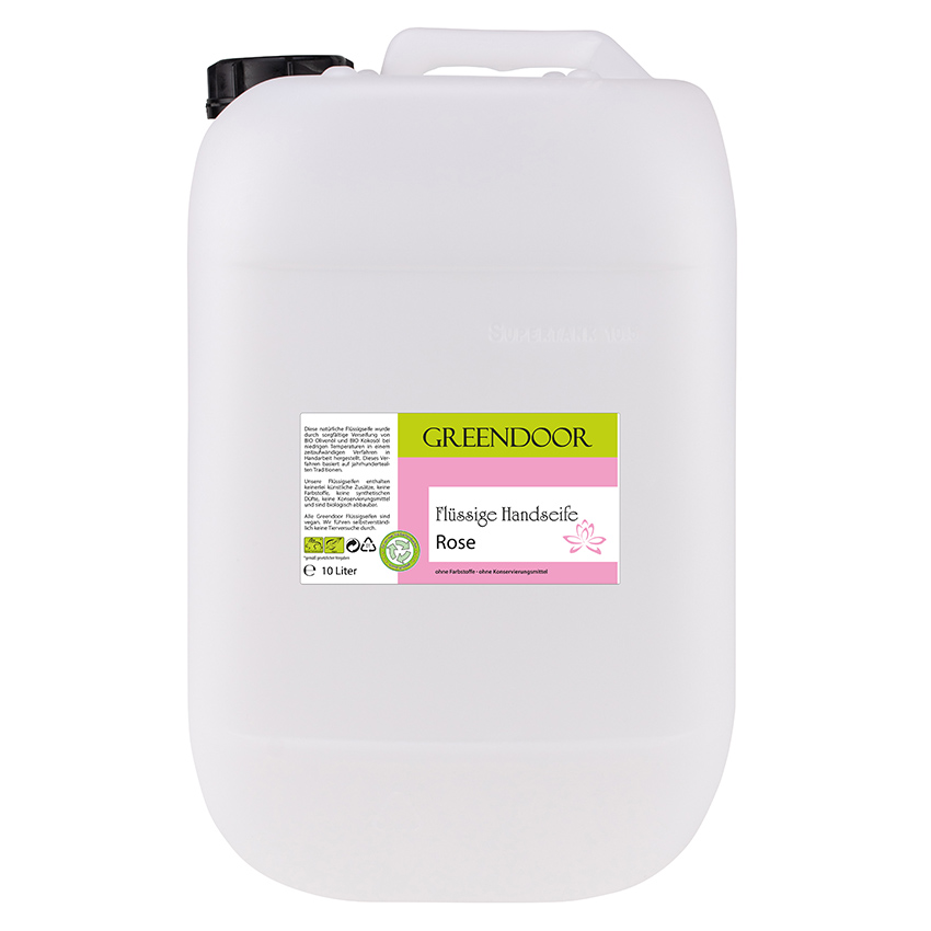 Kanister-10l-Fluessigseife-Rose Echte Flüssige Handseife Rose 10L, Flüssigseife vegan, natürlich basische Seife