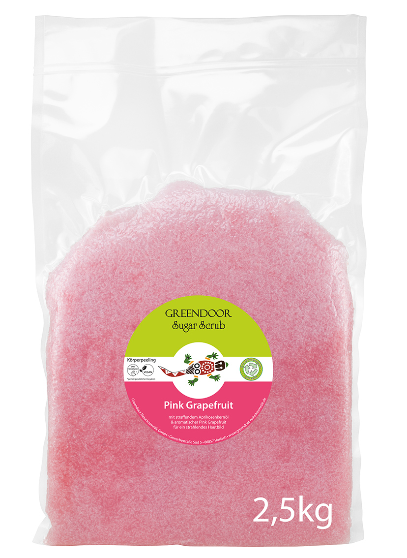 Beutel-2-5kg-Scrub-Pink-Grapefruit zweieinhalb Kilogramm Beutel Greendoor Scrub Pink Grapefruit
