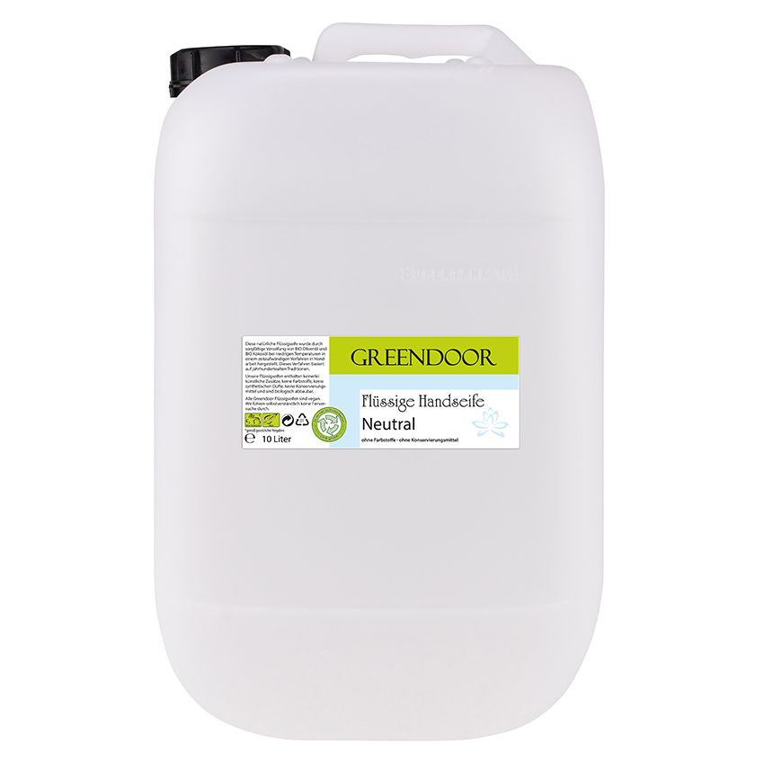 Kanister-10l-Fluessigseife-Neutral Echte Flüssige Handseife Neutral 10L, Flüssigseife vegan, natürlich basische Seife