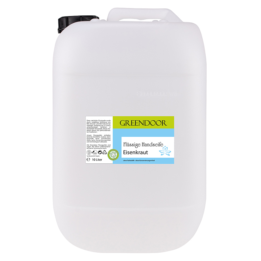 Kanister-10l-Fluessigseife-Eisenkraut Echte Flüssige Handseife Eisenkraut 10L, Flüssigseife vegan, natürlich basische Seife