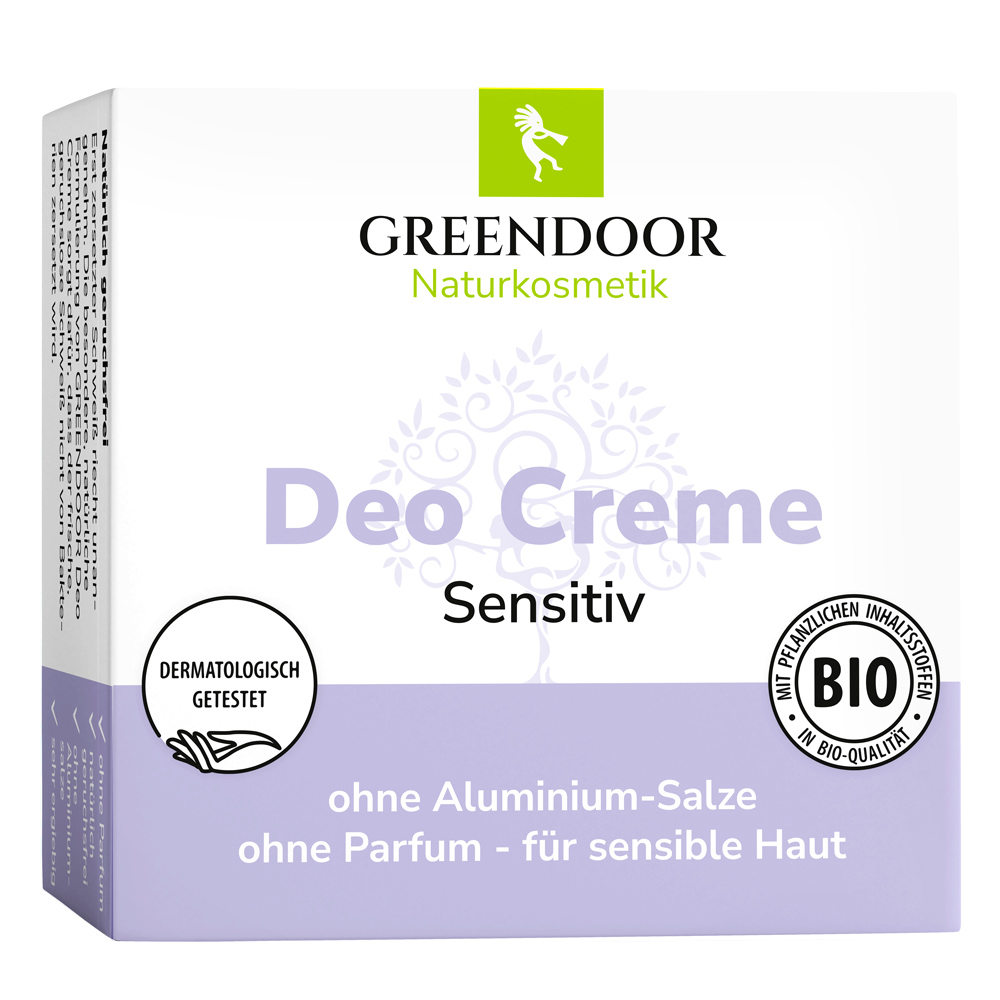 Vegane Deo Creme sensitiv ohne Parfüm, Bio Kakaobutter, Bio Cocos Virgin 4x50ml Greendoor Deo Creme sensitiv