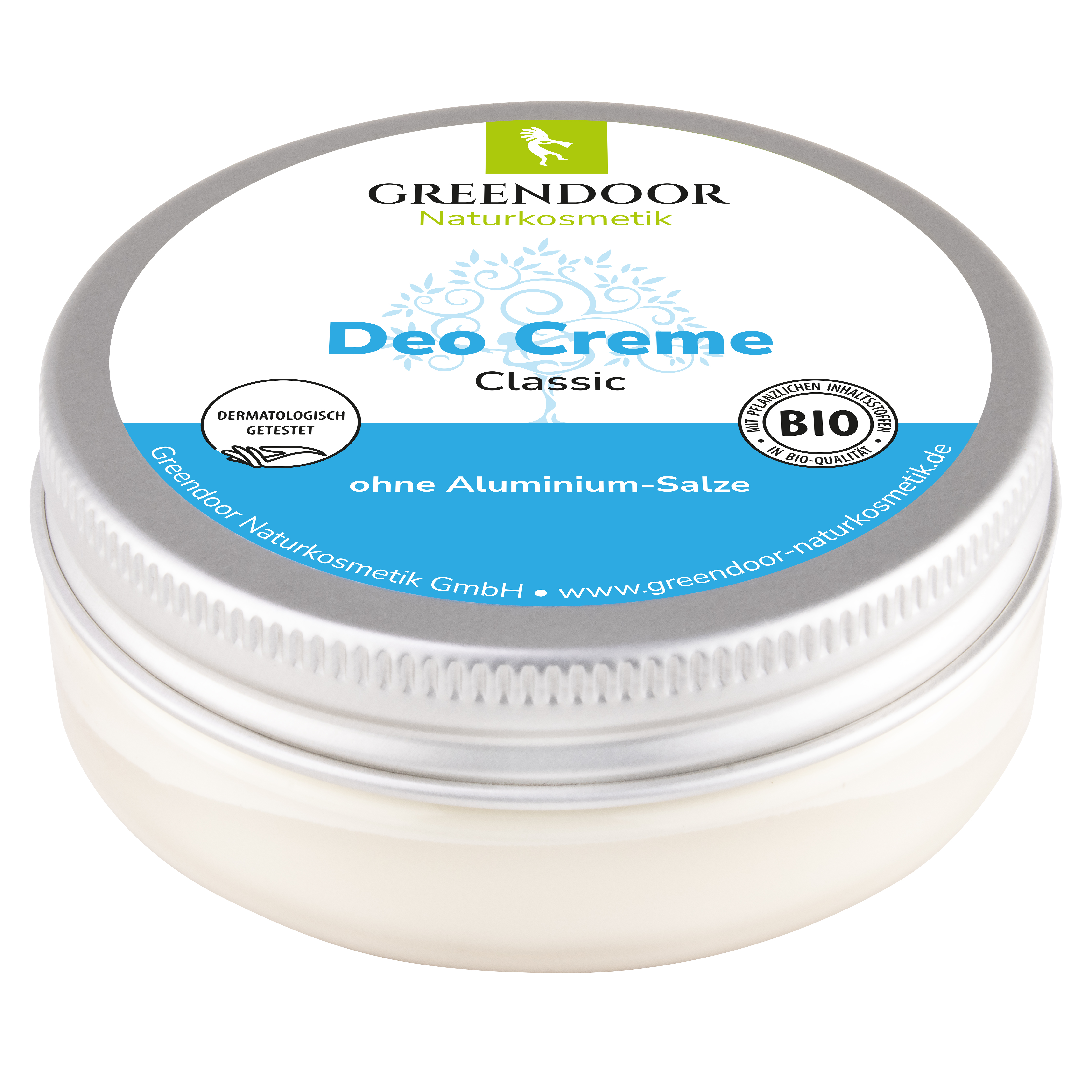 Deo Creme classic ohne Aluminiumsalze, vegan, ohne Alkohol, Recycling-Tiegel in Faltschachtel 50ml Greendoor Deo Creme classic Dose