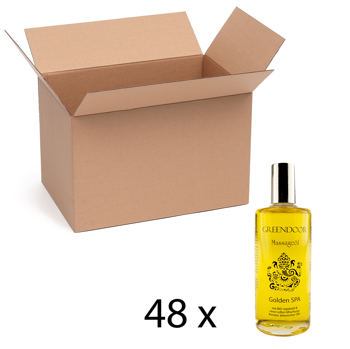 Massageöl Golden SPA 48x100ml vegan, natürlich, entspannend, Wellness Massage Öl ohne Paraffin