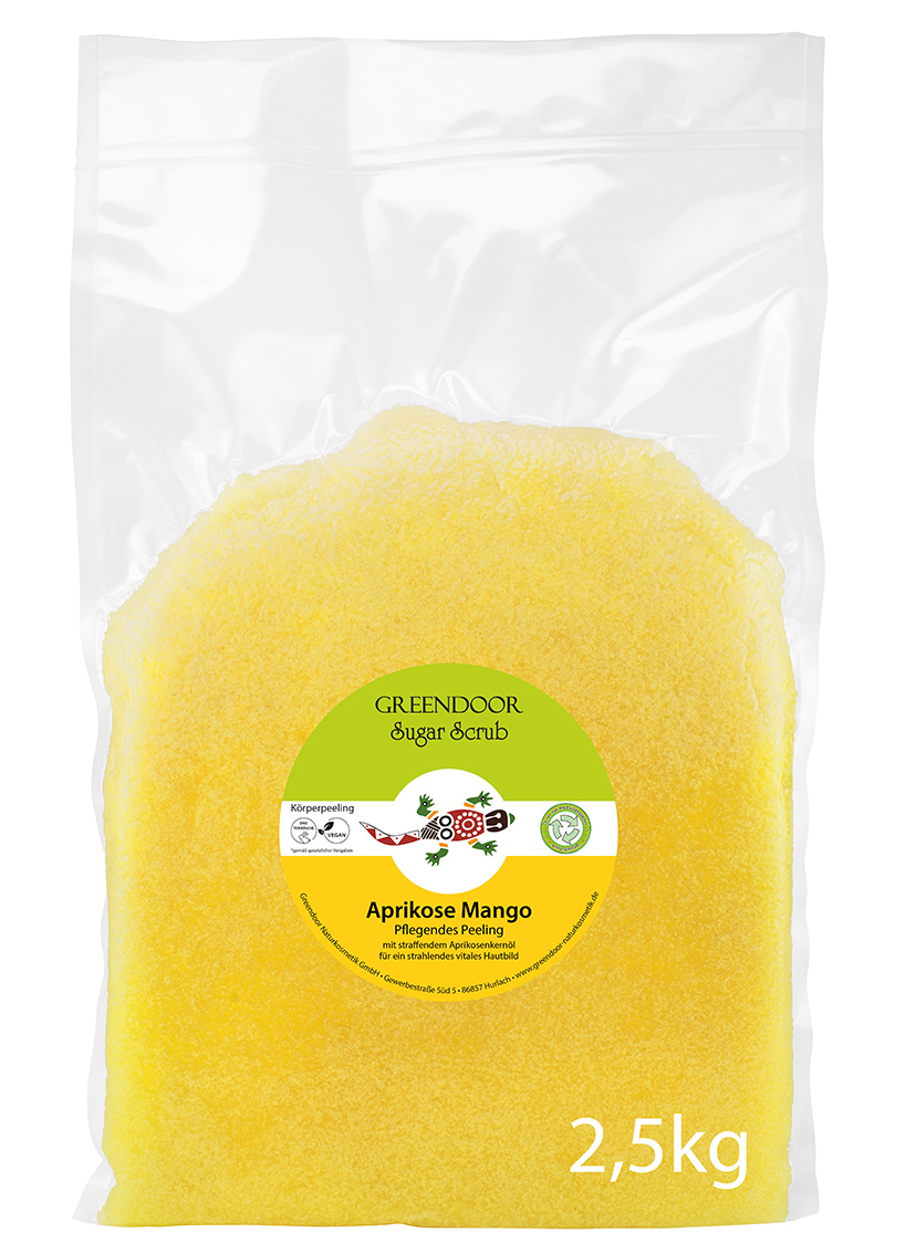 Beutel-2-5kg-Scrub-Aprikose-Mango zweieinhalb Kilogramm Beutel Greendoor Scrub Mango
