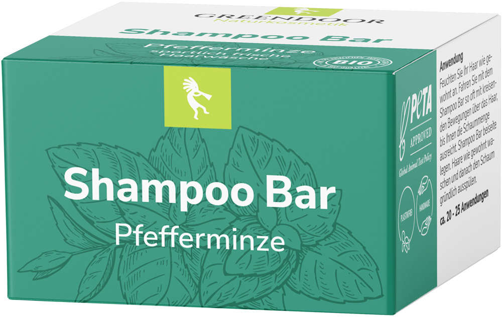 Shampoo Bar Pfefferminze solid Shampoo ohne Sulfate mit Bio Brokkolisamenöl 8x75g