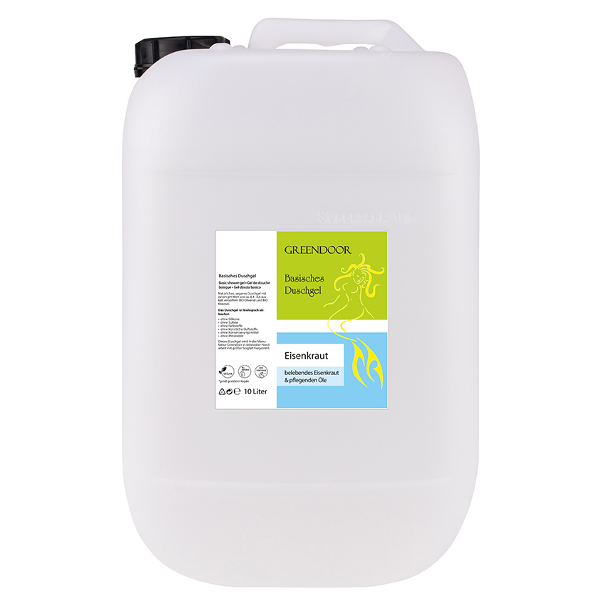 Kanister-10l-Duschgel-Eisenkraut Basisches Natur Duschgel Eisenkraut 10L, vegan, Naturkosmetik bio abbaubar, outdoor geeignet