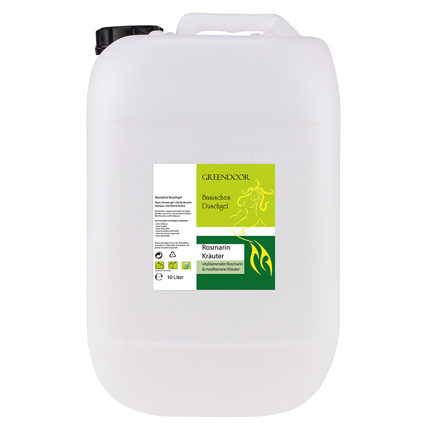Kanister-10l-Duschgel-Rosmarin-Kraeuter Basisches Natur Duschgel Rosmarin 10L, vegan, outdoor geeignet, Naturkosmetik bio abbaubar