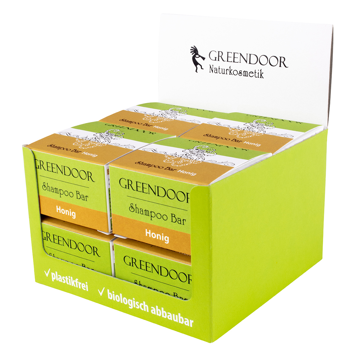 Tray-Shampoo-Bar-Honig-8x Shampoo Bar Honig solid Shampoo ohne Sulfate, mit echtem Bienenhonig, 8x75g