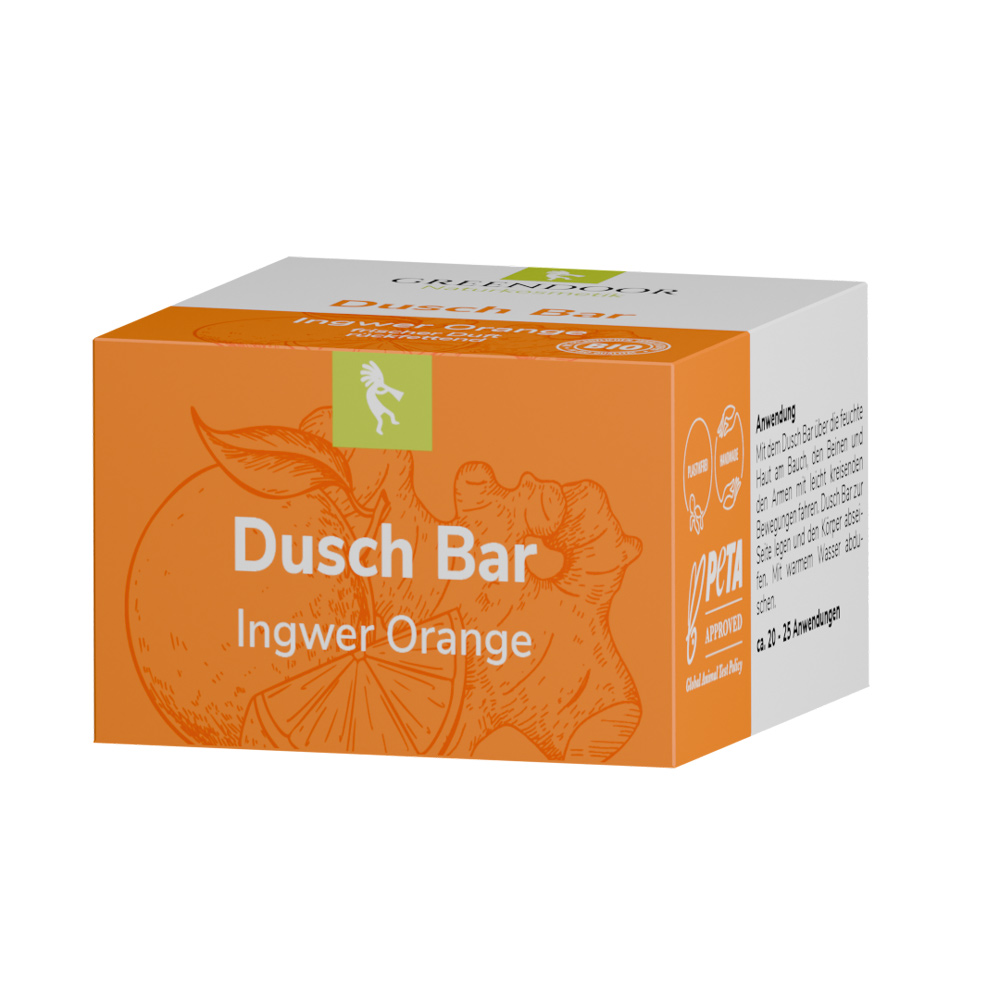 Dusch Bar Ingwer Orange ohne Sulfate, Solid Bar mit Ingwer Extrakt, 8 x 75g Greendoor Dusch Bar Ingwer Orange