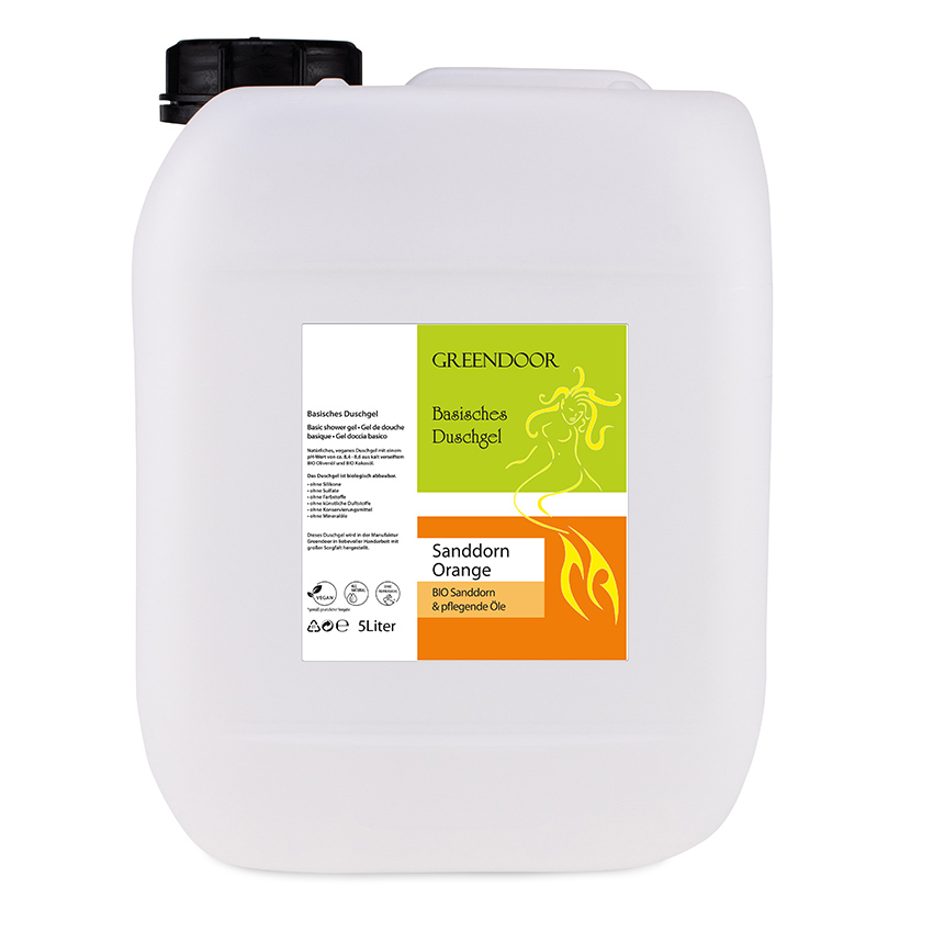 Basisches Natur Duschgel Sanddorn Orange 5L, vegan, biologisch abbaubar, outdoor geeignet