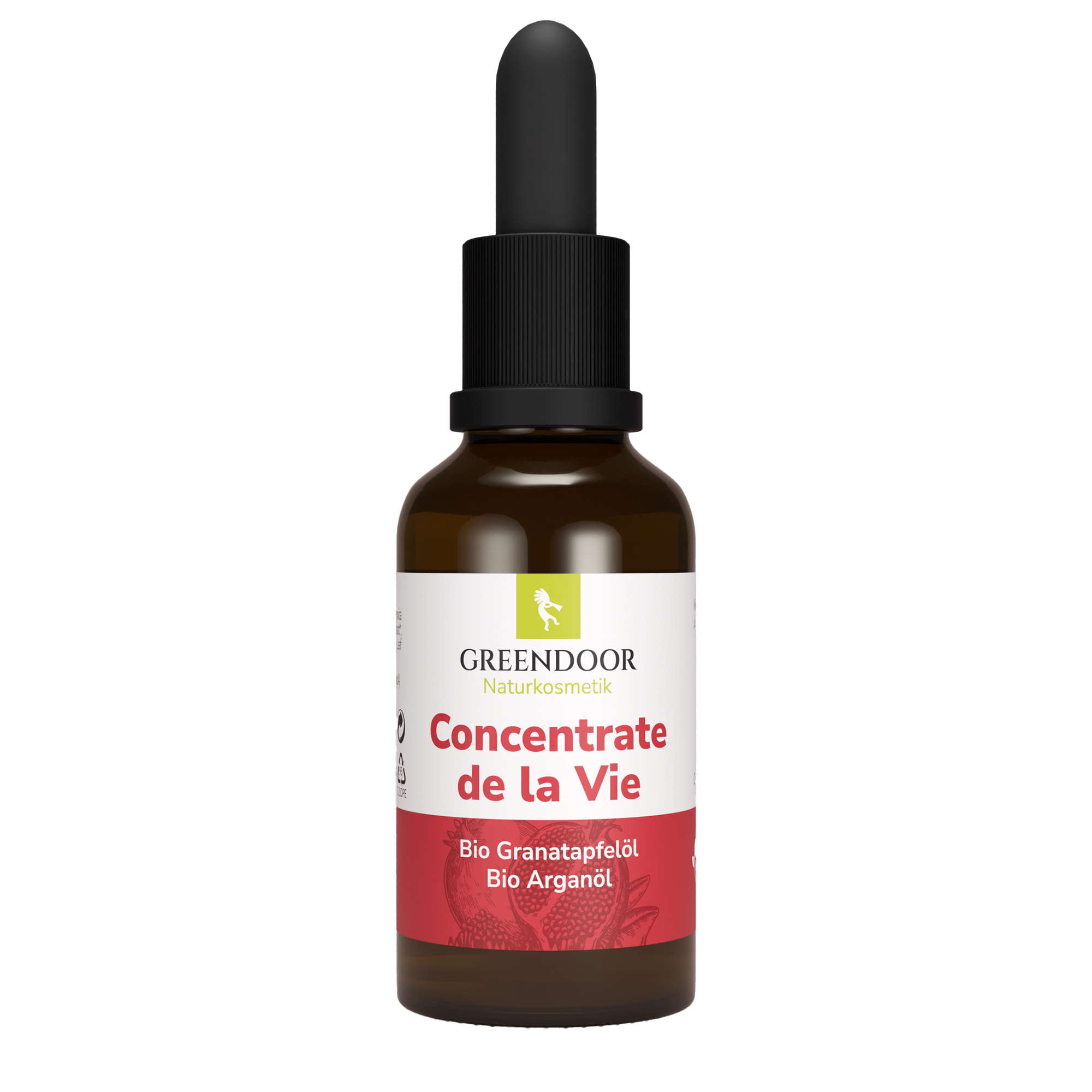 Greendoor Naturkosmetik Concentrate de la Vie – Bio Granatapfelöl und Arganöl Braunglasflasche mit Pipette, Greendoor Concentrate de la Vie, enthält Bio Granatapfelöl und Bio Arganöl