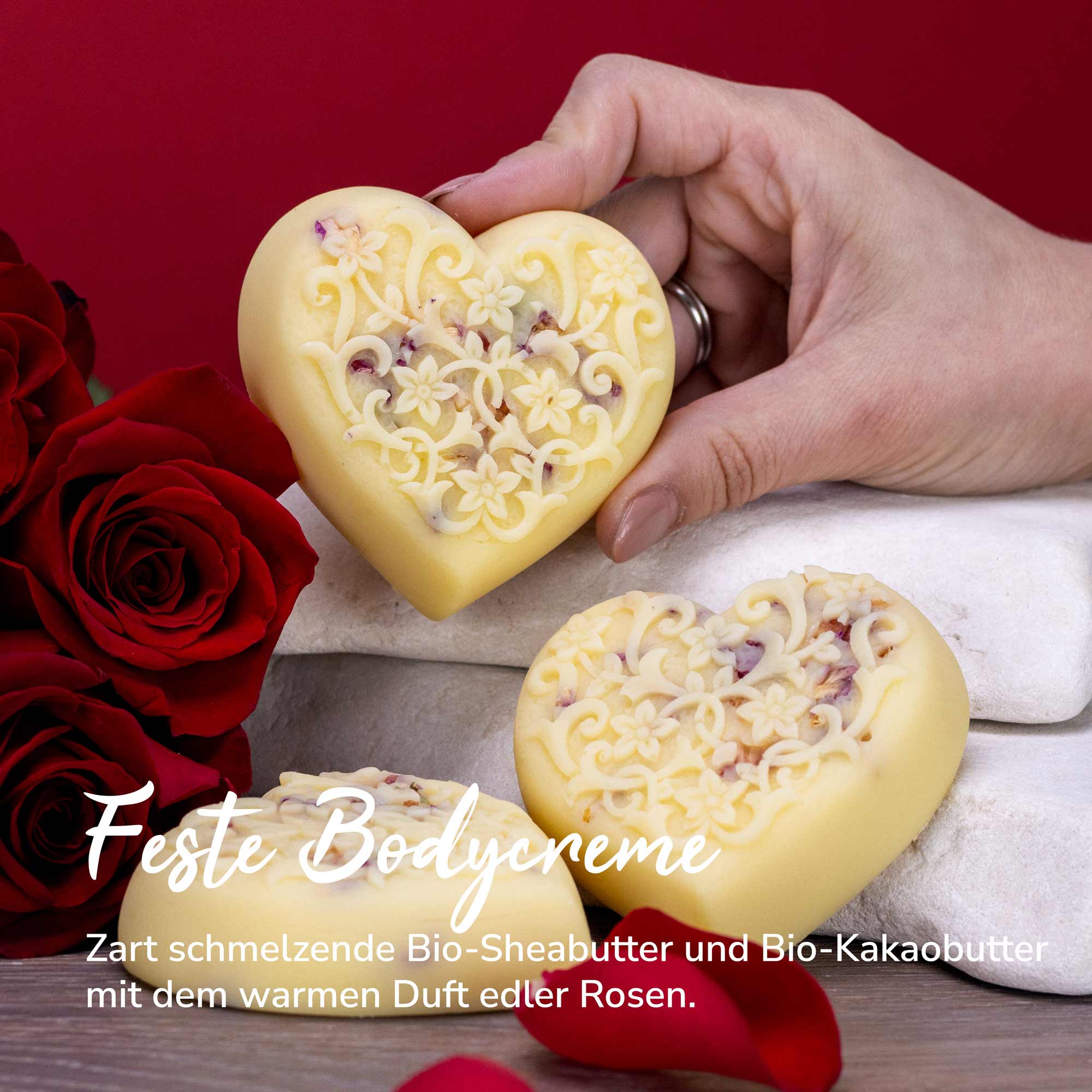 Bodycremeherz Rosenblüte