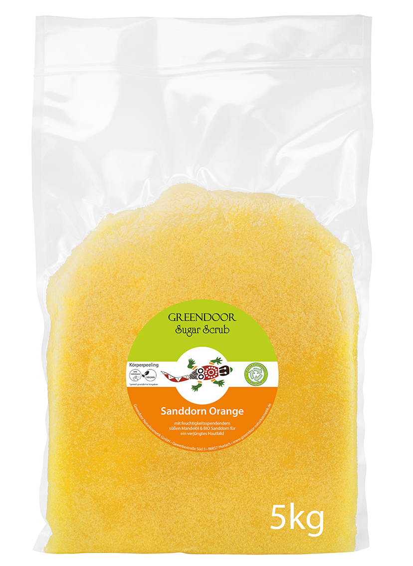 Beutel-5kg-Scrub-Sanddorn-Orange fünf Kilogramm Beutel Greendoor Scrub Sanddorn